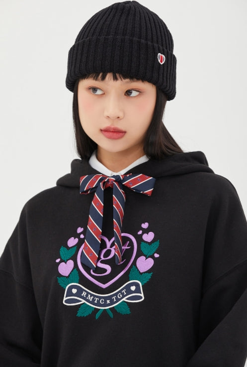 ロマンティッククラウン(ROMANTIC CROWN)  [TGT X RMTCRW]SCARF RIBBON HOODIE_BLACK
