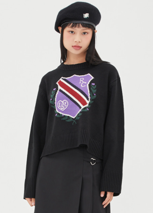 TARGETTO(ターゲット)    [TGT X RMTCRW] EMBLEM CROP KNIT_BLACK