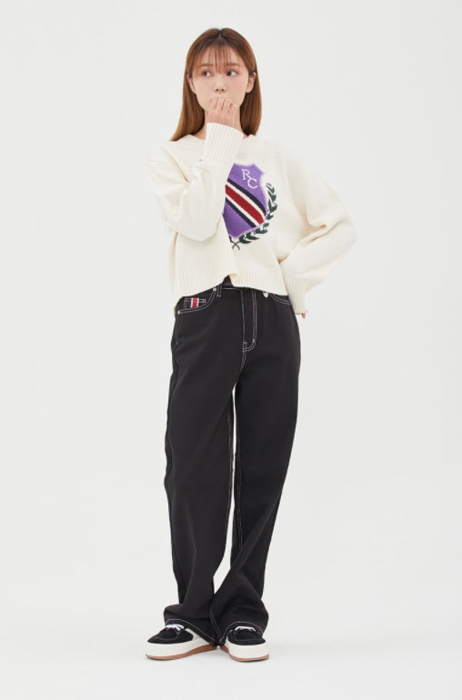 ロマンティッククラウン(ROMANTIC CROWN)  [TGT X RMTCRW]EMBLEM CROP KNIT_OATMEAL