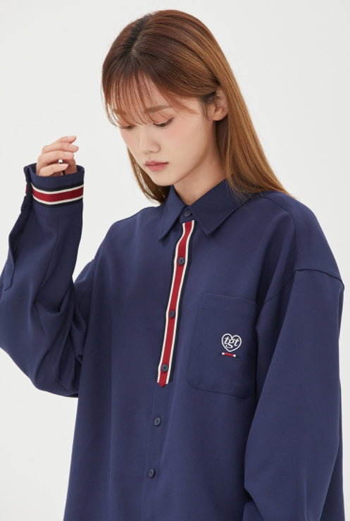 ロマンティッククラウン(ROMANTIC CROWN)  [TGT X RMTCRW]STRIPE TIE SHIRT_NAVY