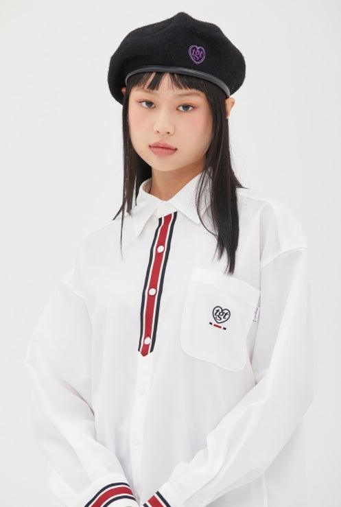 ロマンティッククラウン(ROMANTIC CROWN)  [TGT X RMTCRW]STRIPE TIE SHIRT_WHITE