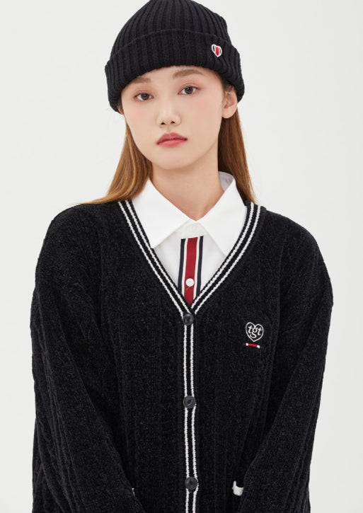 ロマンティッククラウン(ROMANTIC CROWN)  [TGT X RMTCRW]VELVET CABLE CARDIGAN_BLACK