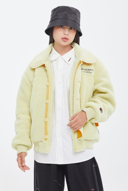 ロマンティッククラウン(ROMANTIC CROWN)  FLEECE BOMBER JACKET_LIGHT YELLOW
