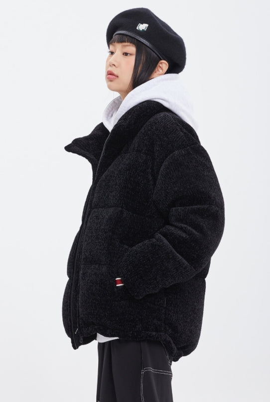 ロマンティッククラウン(ROMANTIC CROWN)  KNIT VELVET DOWN PARKA_BLACK