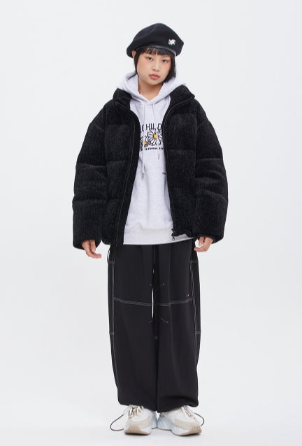 ロマンティッククラウン(ROMANTIC CROWN)  KNIT VELVET DOWN PARKA_BLACK