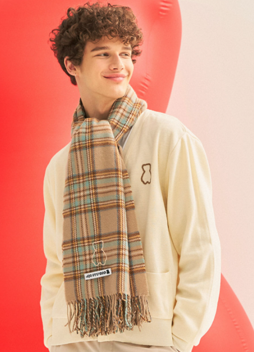 AQO_studiospace(アコスタジオスペース) AQO CHECK  MUFLER BROWN