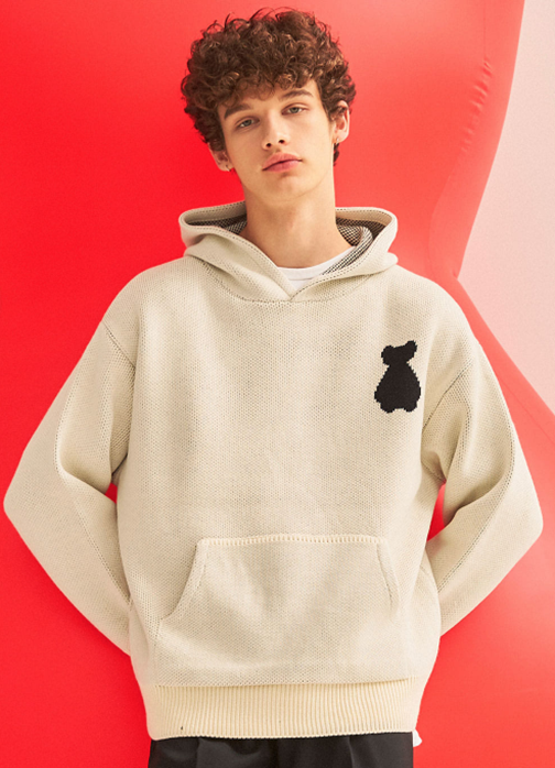 AQO_studiospace(アコスタジオスペース)    AQO BEAR KNIT HOODIE OATMEAL