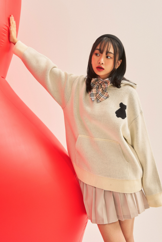 AQO_studiospace(アコスタジオスペース)    AQO BEAR KNIT HOODIE OATMEAL