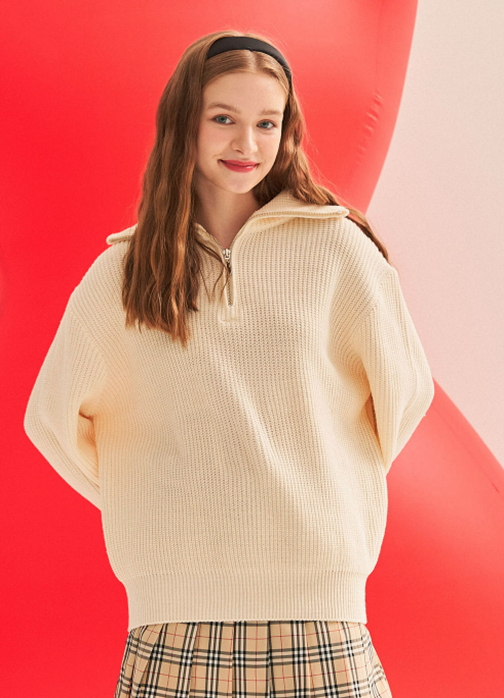 AQO_studiospace(アコスタジオスペース)    AQO BEAR HALF ZIP-UP KNIT IVORY