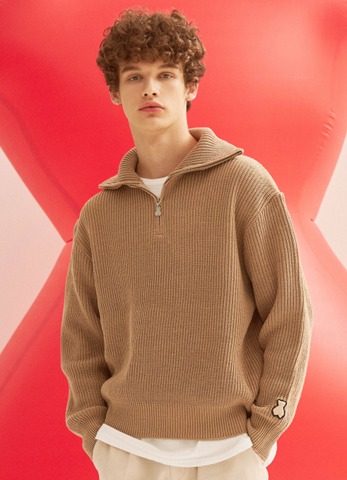 AQO_studiospace(アコスタジオスペース)   AQO BEAR HALF ZIP-UP KNIT BROWN