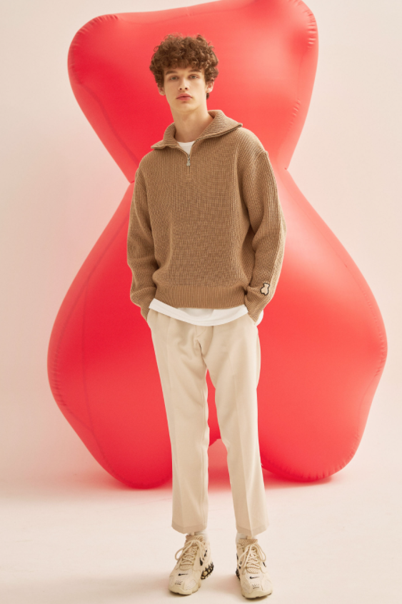 AQO_studiospace(アコスタジオスペース)   AQO BEAR HALF ZIP-UP KNIT BROWN