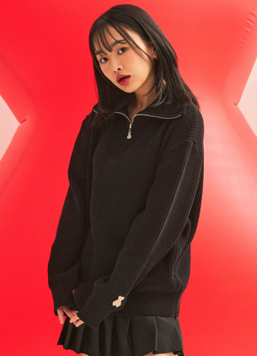 AQO_studiospace(アコスタジオスペース)   AQO BEAR HALF ZIP-UP KNIT BLACK