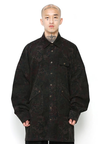 アジョバイアジョ(AJOBYAJO) Oversized Camouflage Shirt [Black]