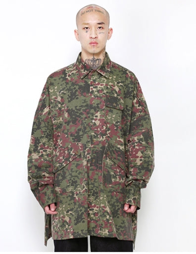 アジョバイアジョ(AJOBYAJO) Oversized Camouflage Shirt [Burgundy]