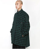 アジョバイアジョ(AJOBYAJO) Oversized Buffalo Check Mixed Shirt [Green]