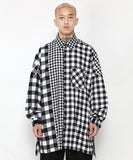 アジョバイアジョ(AJOBYAJO) Oversized Buffalo Check Mixed Shirt [White]