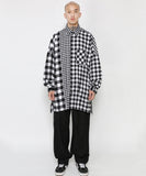 アジョバイアジョ(AJOBYAJO) Oversized Buffalo Check Mixed Shirt [White]