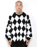 アジョバイアジョ(AJOBYAJO) Harlequin Check Oversized Sweater [Black]