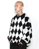 アジョバイアジョ(AJOBYAJO) Harlequin Check Oversized Sweater [Black]