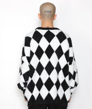 アジョバイアジョ(AJOBYAJO) Harlequin Check Oversized Sweater [Black]