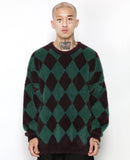 アジョバイアジョ(AJOBYAJO) Harlequin Check Oversized Sweater [Green]