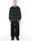 アジョバイアジョ(AJOBYAJO) Harlequin Check Oversized Sweater [Green]