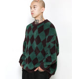 アジョバイアジョ(AJOBYAJO) Harlequin Check Oversized Sweater [Green]