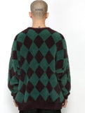 アジョバイアジョ(AJOBYAJO) Harlequin Check Oversized Sweater [Green]