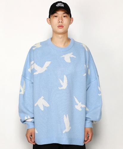 アジョバイアジョ(AJOBYAJO) Dove Oversized Sweater [Sky Blue]