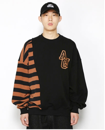 アジョバイアジョ(AJOBYAJO)   Twofold Stripe Sweatshirt [Black]