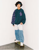 アジョバイアジョ(AJOBYAJO)   Twofold Stripe Sweatshirt [Green]