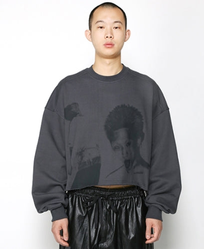 アジョバイアジョ(AJOBYAJO)   Taigan Cropped Sweatshirt [Charcoal]
