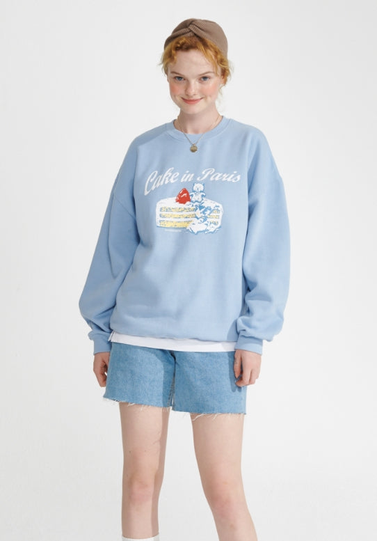 ワンダービジター(WONDER VISITOR)  Cake sweat-shirt [Light blue]