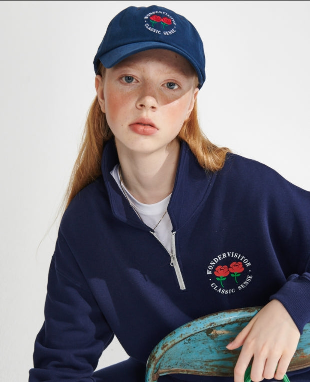 ワンダービジター(WONDER VISITOR)  Logo Ball cap [Navy]