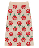 ワンダービジター(WONDER VISITOR)  Rose patern Knit Skirt [Beige]