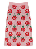 ワンダービジター(WONDER VISITOR)  Rose patern Knit Skirt [Pink]