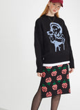 ワンダービジター(WONDER VISITOR)  Rose patern Knit Skirt [Black]