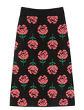 ワンダービジター(WONDER VISITOR)  Rose patern Knit Skirt [Black]