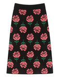 ワンダービジター(WONDER VISITOR)  Rose patern Knit Skirt [Black]