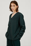イーエスシースタジオ(ESC STUDIO) slit v-neck shirt(green)