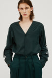 イーエスシースタジオ(ESC STUDIO) slit v-neck shirt(green)
