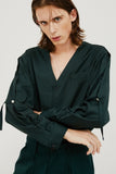 イーエスシースタジオ(ESC STUDIO) slit v-neck shirt(green)