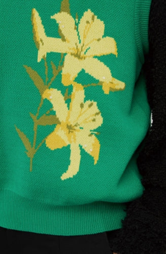 イーエスシースタジオ(ESC STUDIO) flower knit vest(green)