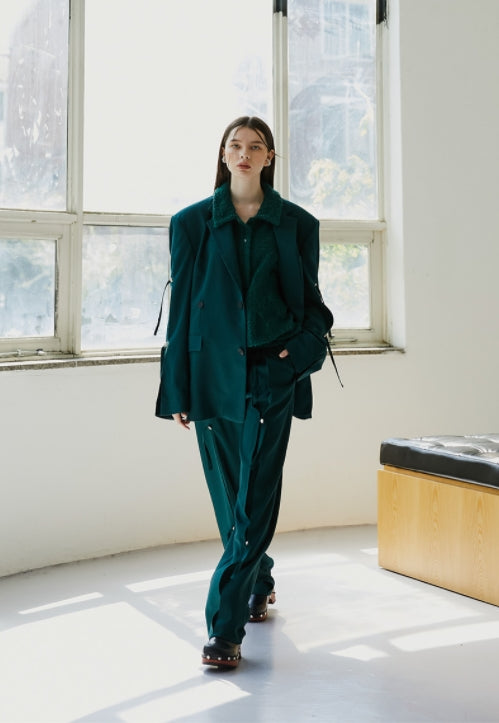 イーエスシースタジオ(ESC STUDIO) flower knit polo mtm(green)