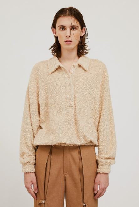 イーエスシースタジオ(ESC STUDIO) flower knit polo mtm(beige)