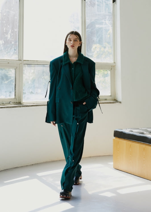 イーエスシースタジオ(ESC STUDIO) slit trouser pants(green)