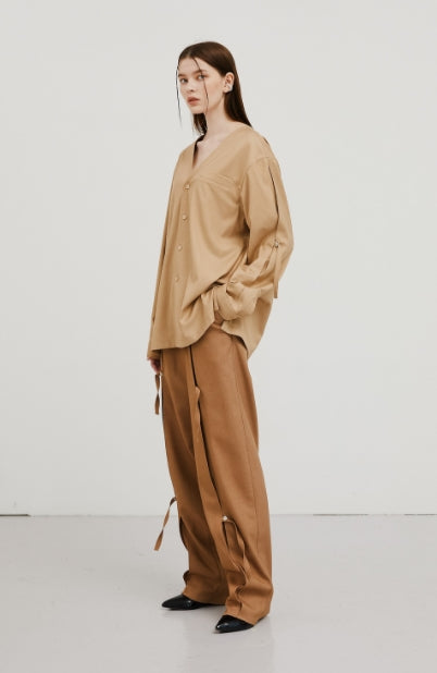 ★ESCSTUDIO★slit trouser pants(beige)★正規品/韓国直送料込 イーエスシースタジオ(ESC STUDIO) slit trouser pants(beige