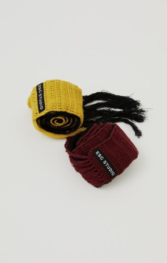 イーエスシースタジオ(ESC STUDIO) fringe muffler made by mom and aunt(yellow)