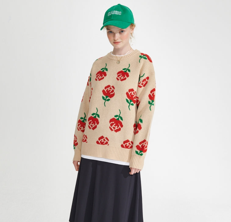 ワンダービジター(WONDER VISITOR)  Rose pattern Knit