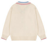 ワンダービジター(WONDER VISITOR)  Logo embroidery v-neck Knit [Ivory]